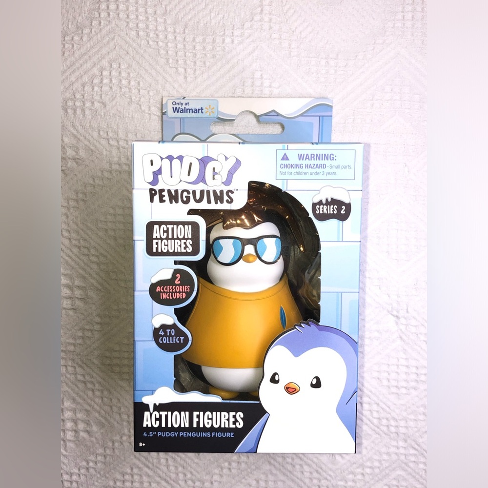 Pudgy Penguins "Goldfish on Head" Series 2 Action Figure With New In Sealed Box